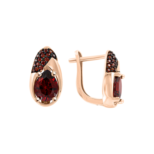 Earrings with garnets and zirconia 