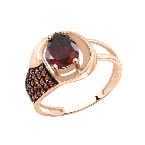 Women's ring with garnet and zirconia 