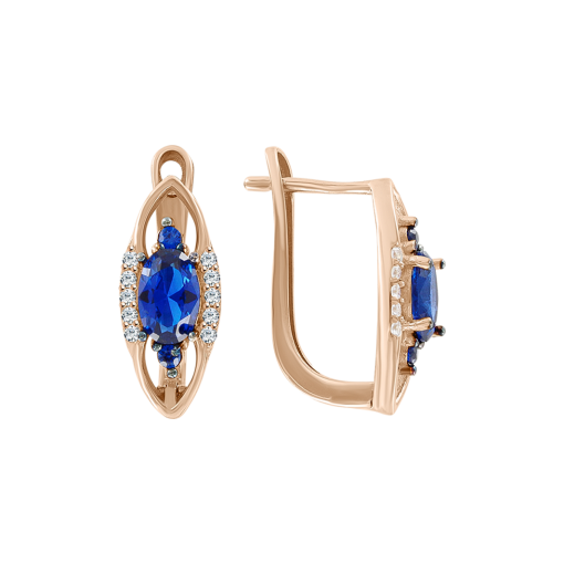 Earrings with sapphires and zirconia 