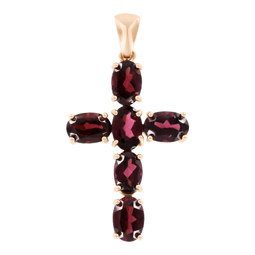 Anhänger-Kreuz mit Rhodolithen 