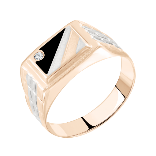 Men's ring with enamel and zirconia 