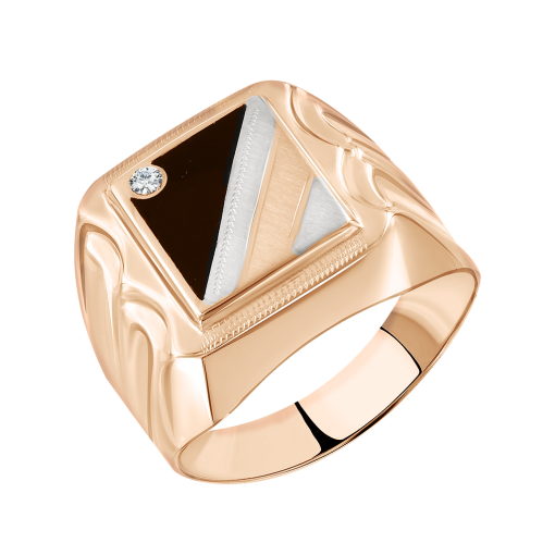 Men's ring with enamel and zirconia 