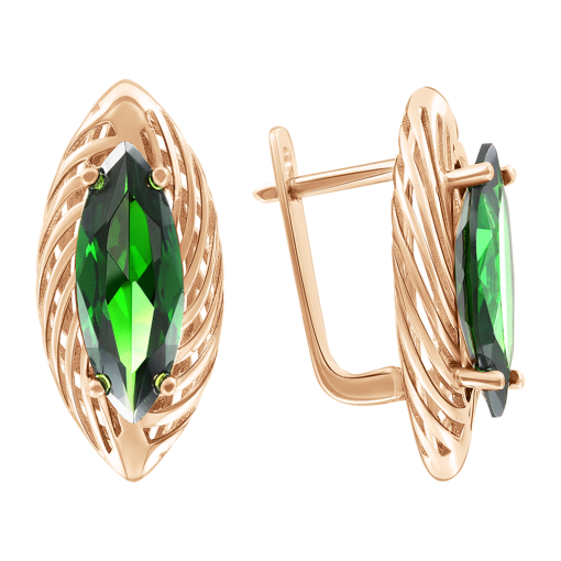 Earrings with green zirconia 