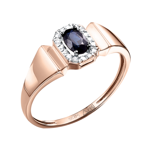 Women's ring with diamonds and sapphire 