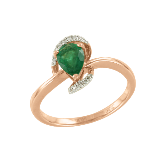 Women's ring with emerald and diamonds 