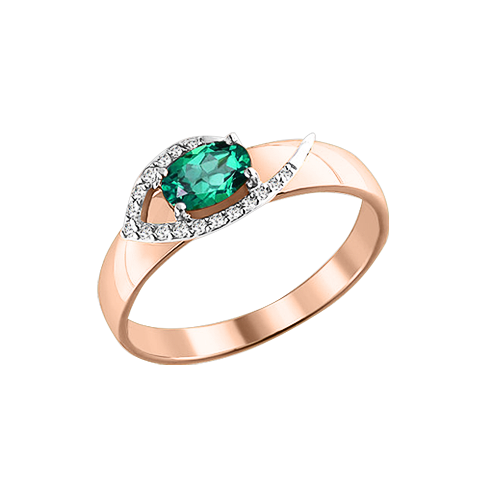 Women's ring with emerald and diamonds 