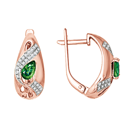 Earrings with emerald and diamonds 