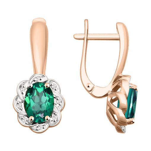 Earrings with emerald and diamonds 