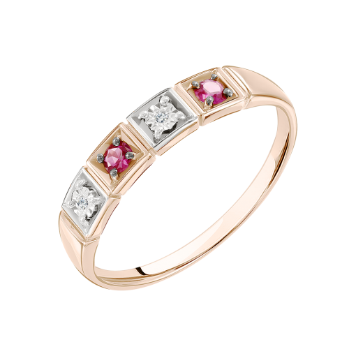 Women's ring with diamonds and ruby 