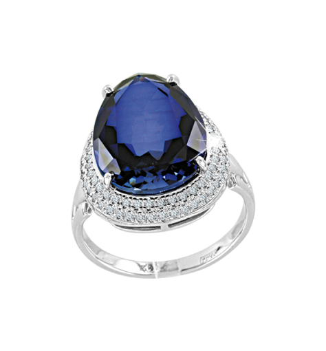 Women's ring with diamonds and sapphire 