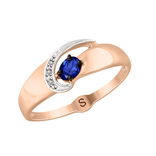 Women's ring with sapphire and diamonds 