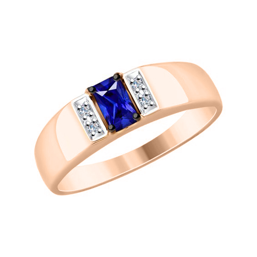 Women's ring with sapphire and diamonds 