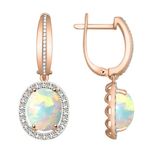 Earrings with opal and diamonds 