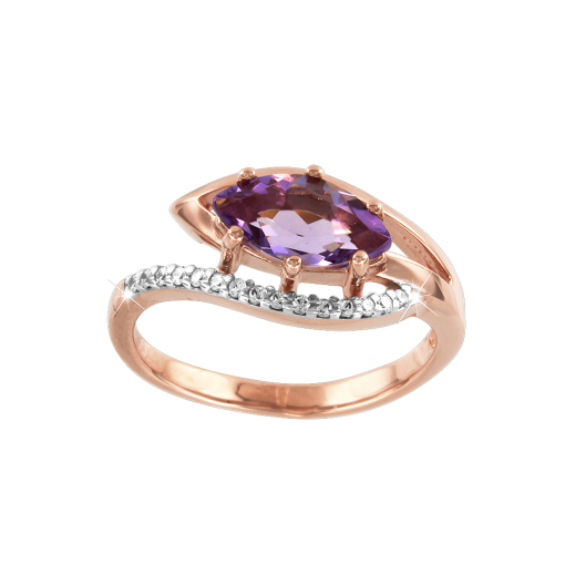 Women's ring with amethyst and zirconia 