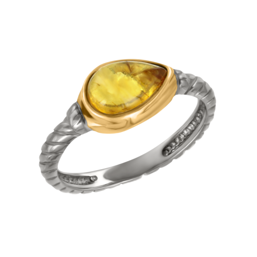 Women's ring with amber and gilding 