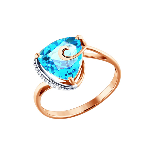 Women's ring with topaz and zirconia 