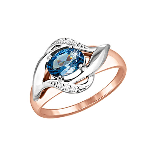 Кольцо с London Blue Topas и фианитами 