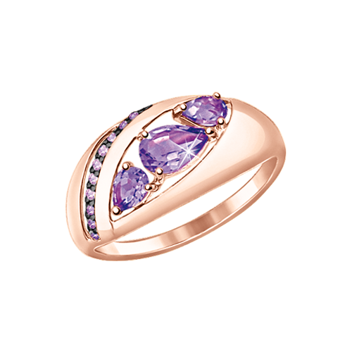 Women's ring with amethyst and zirconia 