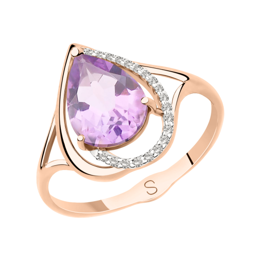 Women's ring with amethyst and zirconia 