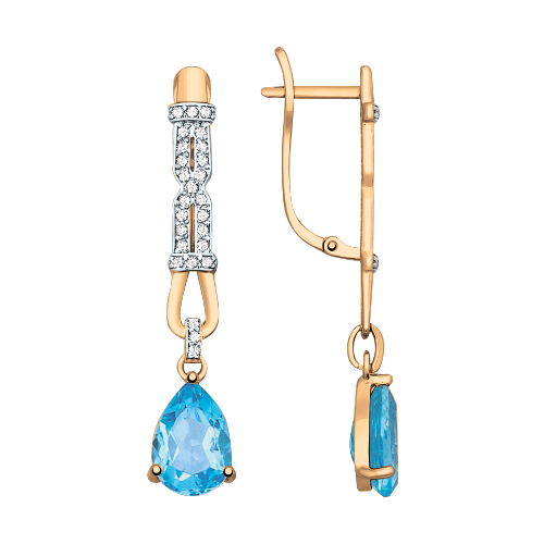 Ohrhänger mit Zirkonia und blau Topas 