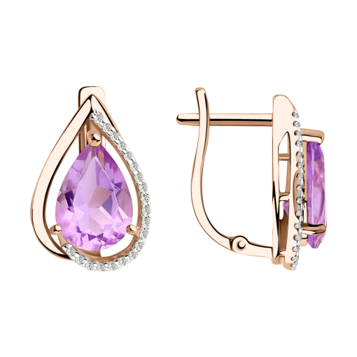 Earrings with amethyst and zirconia 