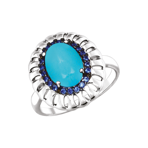 Women's ring with turquoise and zirconia 