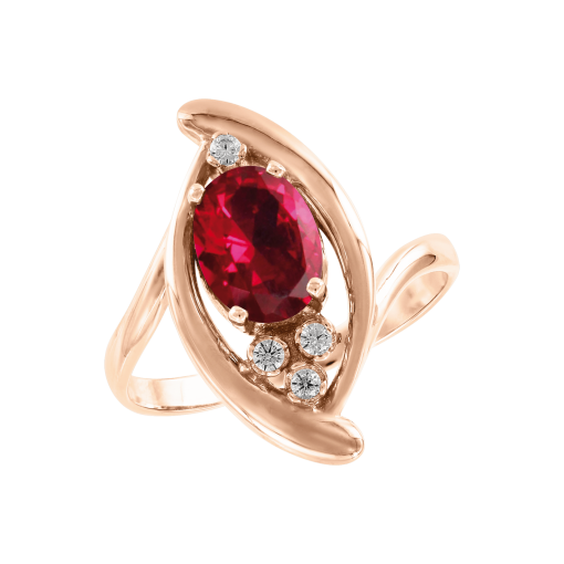 Women's ring with ruby and zirconia 