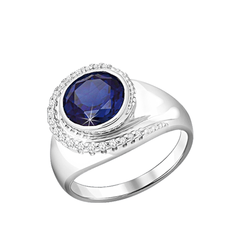 Women's ring with sapphire and zirconia 
