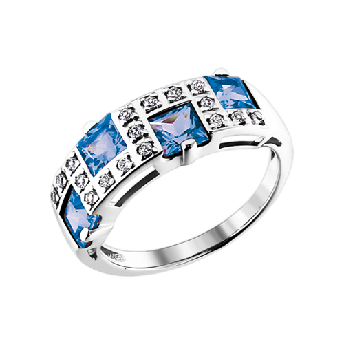 Women's ring with topazes and zirconia 