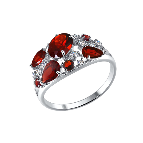 Women's ring with garnets and zirconia 