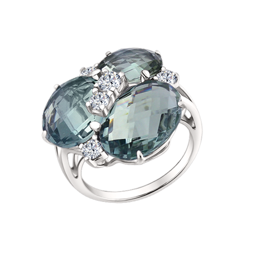 Women's ring with quartz and zirconia 
