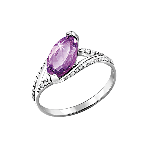 Ladies Ring with amethyst and zirconia 