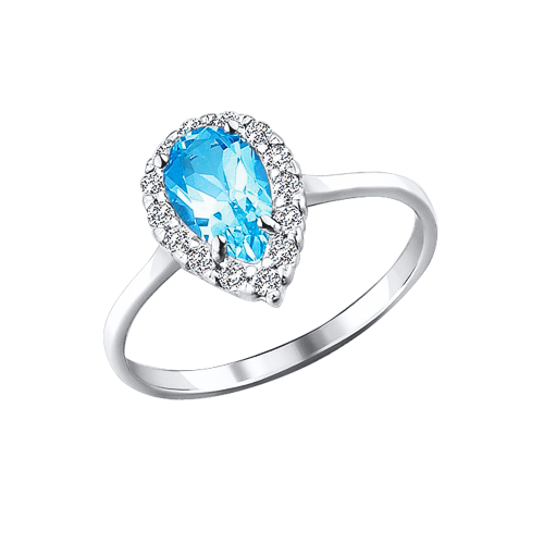 Women's ring with topaz and zirconia 