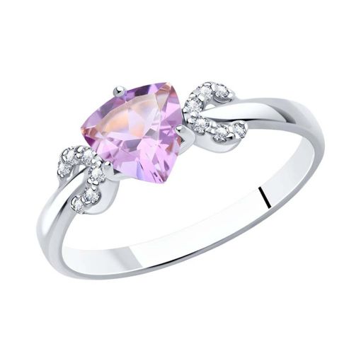 Women's ring with amethyst and zirconia 