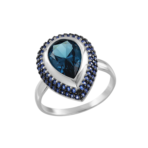 Women’s ring with London sitall and blue zirconia 