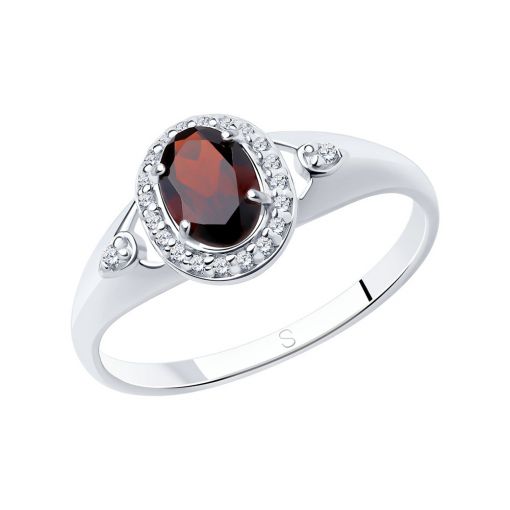 Women's ring with garnet and zirconia 