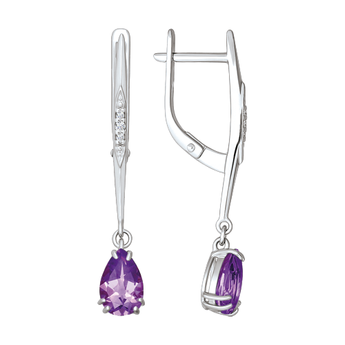 Earrings with Amethyst and zirconia 