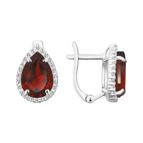 Earrings with granat and zirconia 