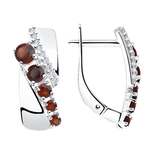 Earrings with garnets and zirconia 