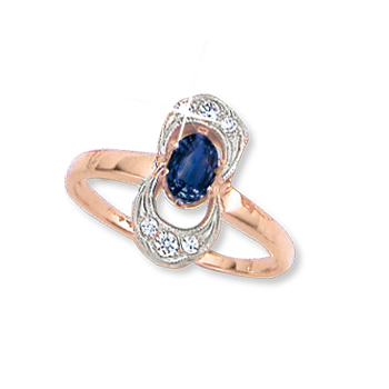 Women's ring with sapphire and zirconia 