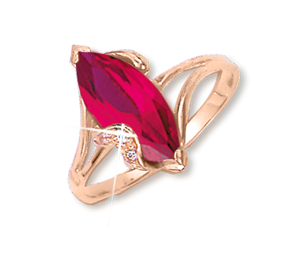 Women's ring with ruby and zirconia 