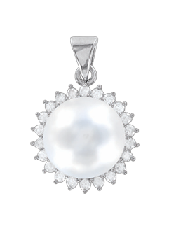 Pendant with pearl and zirconia 