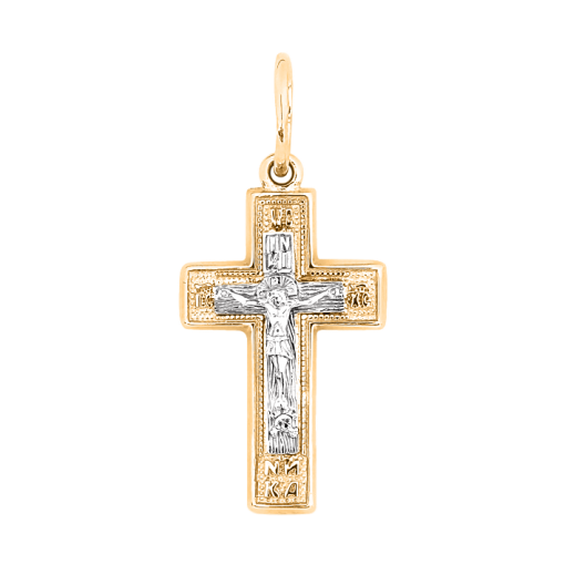 Pendant cross in yellow/white gold 