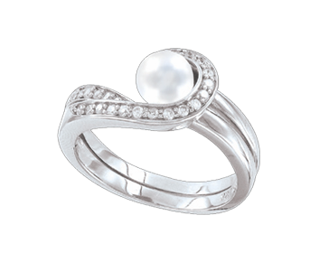 Ladies Ring with pearl and zirconia 
