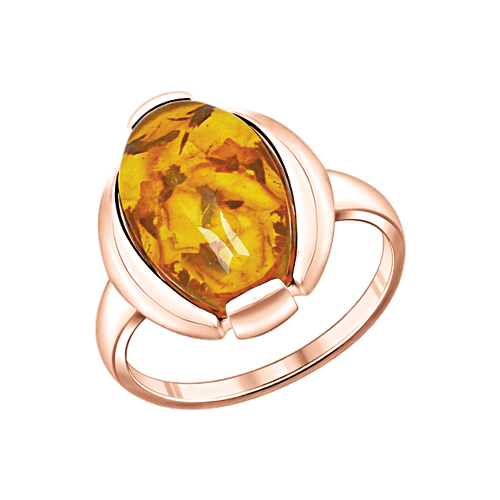 Gilded women's ring with amber 