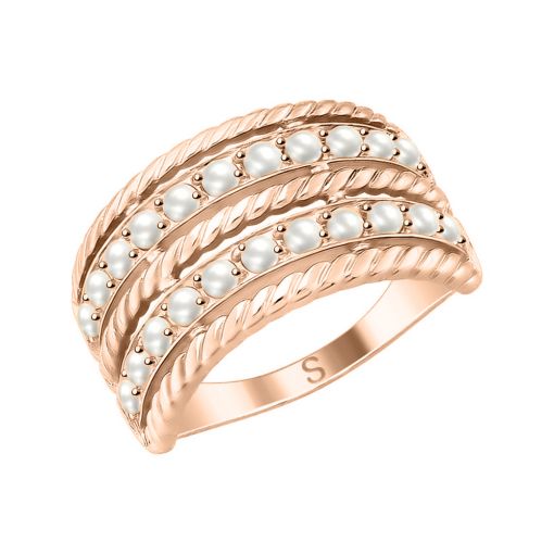 Gilded women's ring with pearls 