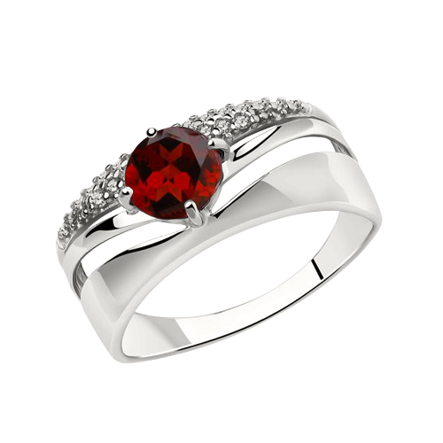 Women's ring with rodolite and zirconia 