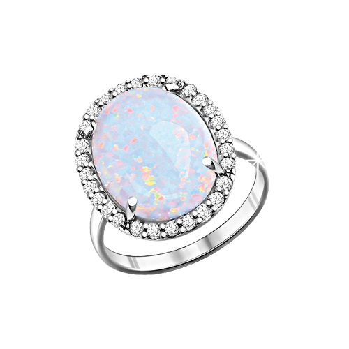 Women's ring with opal and zirconia 