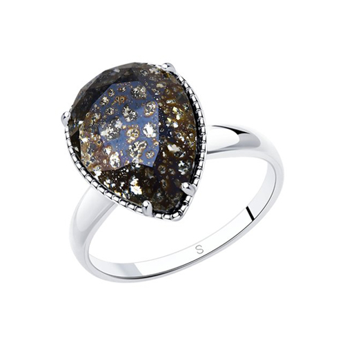 Women's ring with black Swarovski crystal 