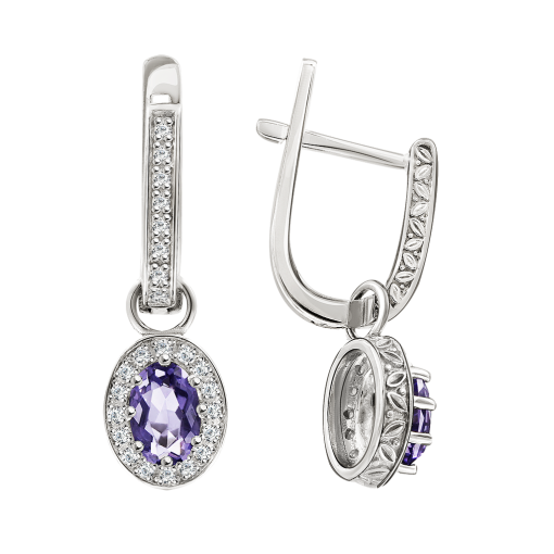 Earrings with amethyst and zirconia 
